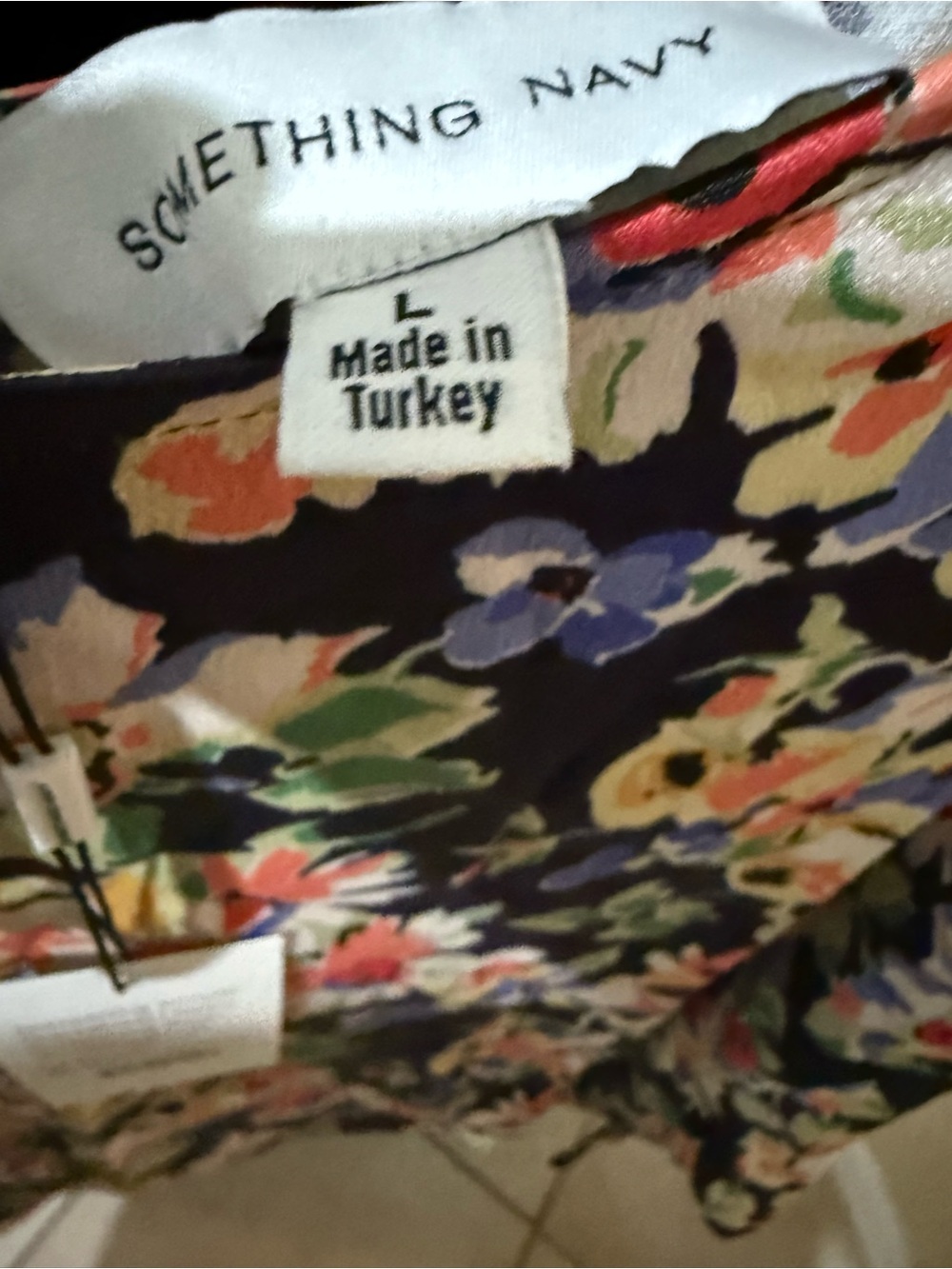 Something Navy Black Multi Floral Long-Sleeve Blouse - Picture 6 of 8
